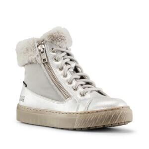 Cougar Dubliner Women's Silver Waterproof Lace Up Ankle Boot Faux Fur Trim Sz 7